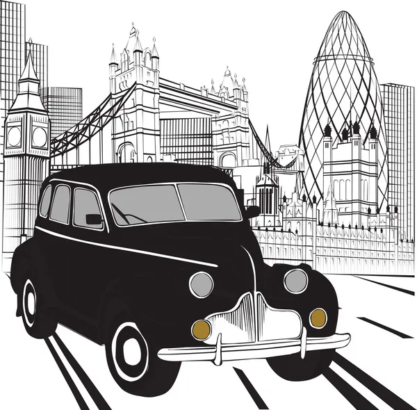 Sketch London táxi — Vetor de Stock