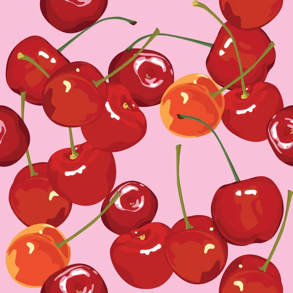 Seamless background with cherries — Stock Vector