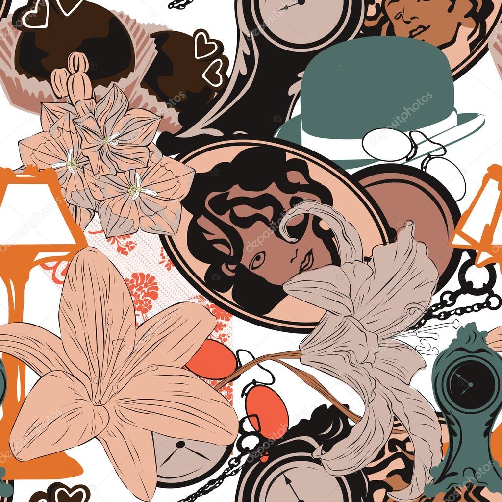 Seamless background in art nouveau style