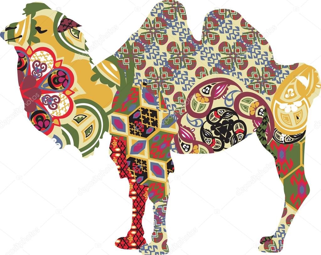Camel in ethnic patterns