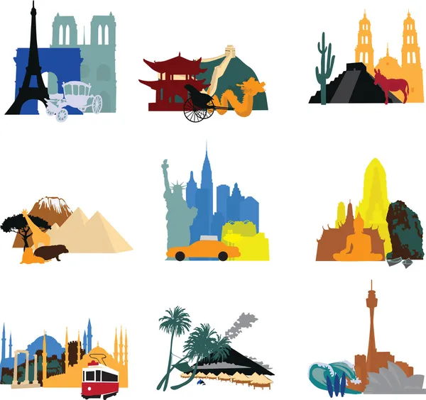 Miniatures different countries — Stock Vector