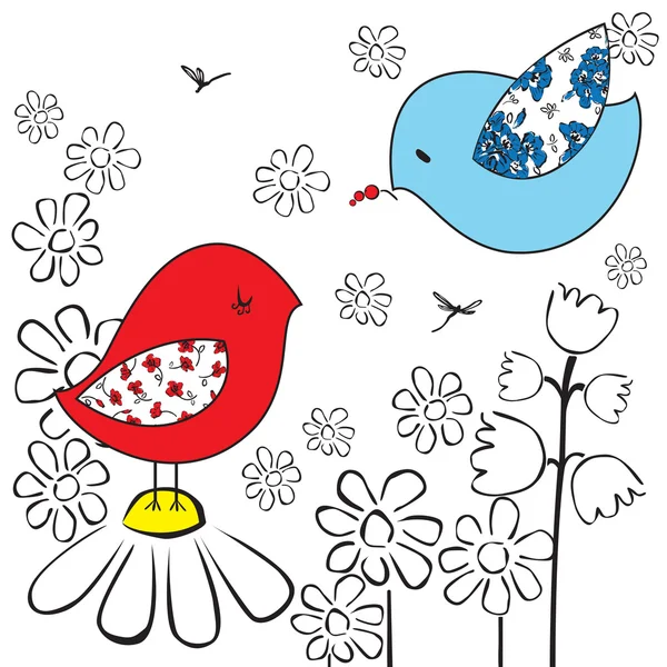 Illustration de deux oiseaux — Image vectorielle