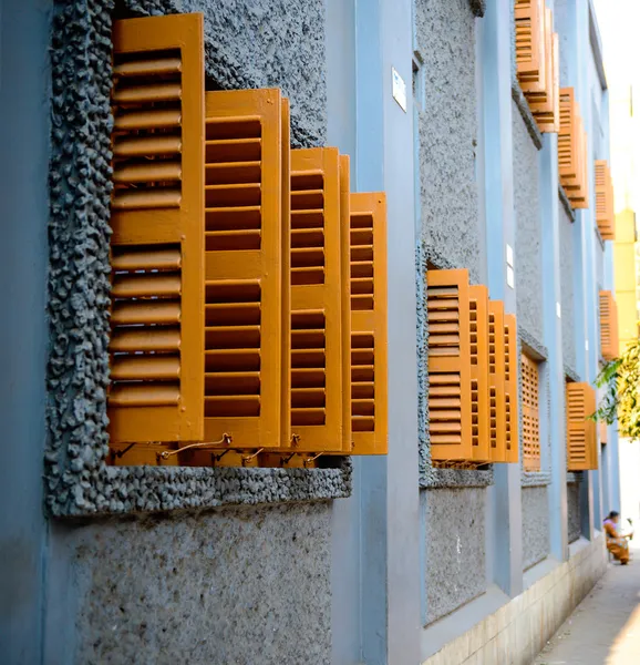 European style wooden window shutters in Calcutta — Stock Photo, Image