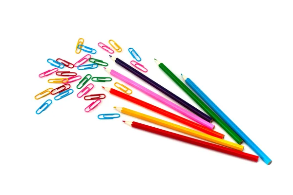 Staples and pencils — Stock Photo, Image