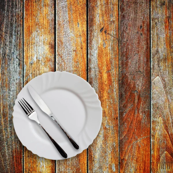 Plate fork and knife — Stock Photo, Image