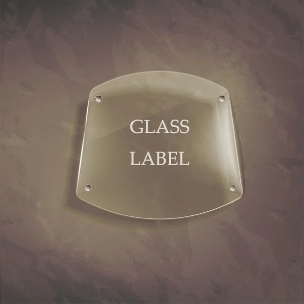 Прозора скляна етикетка на стіні — стоковий вектор