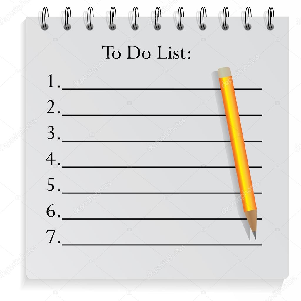 Classic notepad to do list with pencil