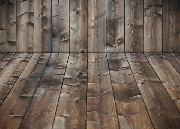어두운 나무 바닥 코너 — 스톡 사진