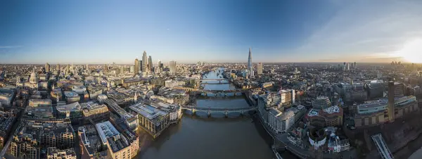 London Pemandangan Udara Sungai Thames Dan Pemandangan Kota Saat Matahari — Stok Foto