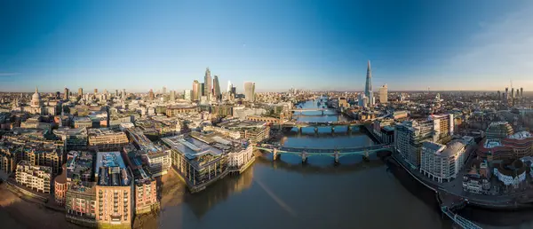 Великобритания Лондон Вид Воздуха Центр Города Реку Тамс Закате — стоковое фото