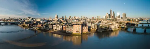 Londýn Letecký Pohled Centrum Řeku Temži Při Západu Slunce — Stock fotografie