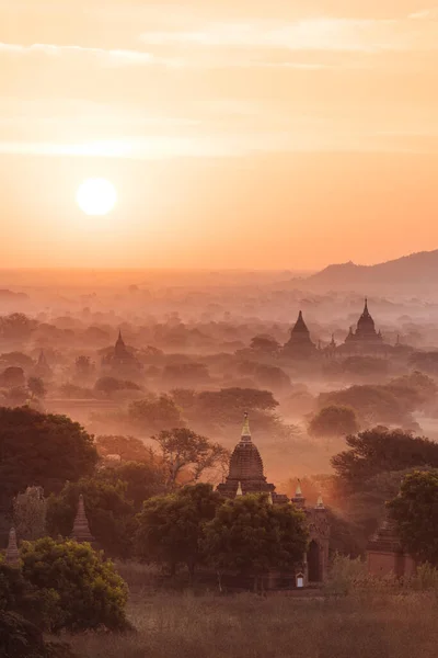 Myanmar Bagan View Temples Morning Mist — Stock Photo, Image