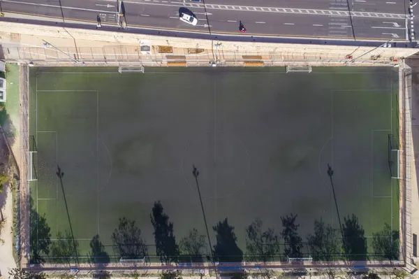 Spain Valencia Overhead View Empty Soccer Field — Stock Photo, Image