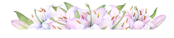 Bouquet White Lilies Watercolor Flower Arrangement — Stockový vektor