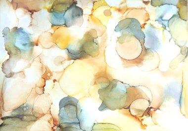 White Dyed Graphic Pattern Logo Set. Blue Modern Water Print Banner Background. Gold Colored Ink Marble Art Design. Vibrant