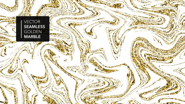 Marmor guld och vit textur sömlös bakgrund. Abstrakta gyllene glitter marmorering sömlösa mönster till tyg, kakel, design eller presentpapper. Realistiska business eller bröllop täcka kort. Vektor — Stock vektor