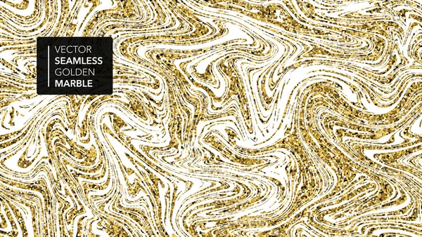 Marmor Gold und weiße Textur nahtlosen Hintergrund. abstrakte goldene Glitzermarmorierung mit nahtlosem Muster für Stoff, Fliesen, Design oder Geschenkverpackung. realistische Visitenkarte oder Hochzeitskarte. Vektor — Stockvektor