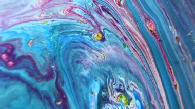 Ink Creative Acrylic Footage, Paint Water Splash. Fluid Fluid Gradient, Flow Cyan Mixed Flow. Pastel Artistic Liquid Marble Background. Turquoise Abstract Color