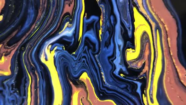 Yellow Fluid Acrylic Ink Texture Splash Effect Artistic Fluid Wallpaper — ストック動画