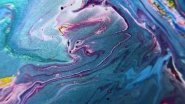 Pastel Sıvı Yaratıcı Hareket Arkaplanı. Turkuaz Soyut Tasarım Mavi Modern Soyut Video, Doku Sıvı Boyası. Yaratıcı Akrilik Efekti, Renkli Su Yağı Dalgaları.