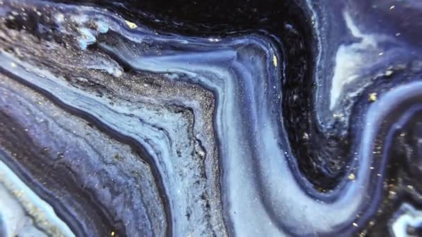 黒と白のアクリルアクリル閉じる アートワークアクリル流体 創造的な要約映像 背景青い流体効果 黄色現代水彩画背景 金色の液体塗料 — ストック動画
