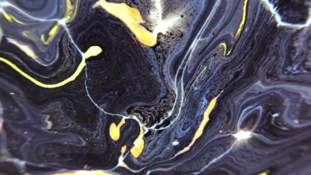 イエロークリエイティブアクリル水彩デザイン 光沢のあるアクリル絵具 軽い液体の表面 テクスチャ流体テクスチャ Fluid Modern Gradient Flow Glow サイケデリックアート — ストック動画