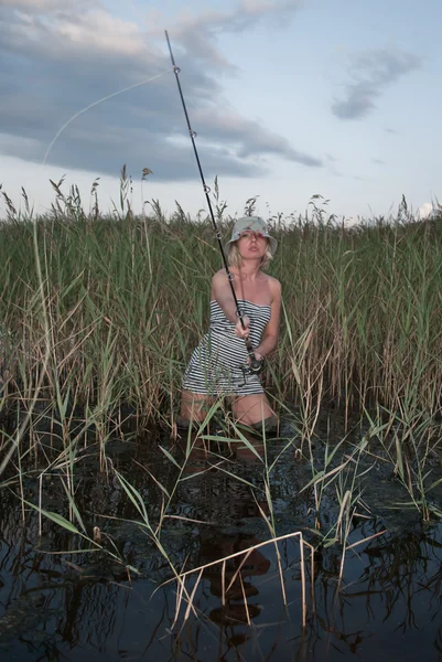 Pescador-menina — Fotografia de Stock