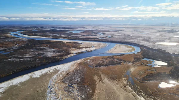Tundra, fotografia aérea. Jamal Region, Rússia. Paisagem — Fotografia de Stock