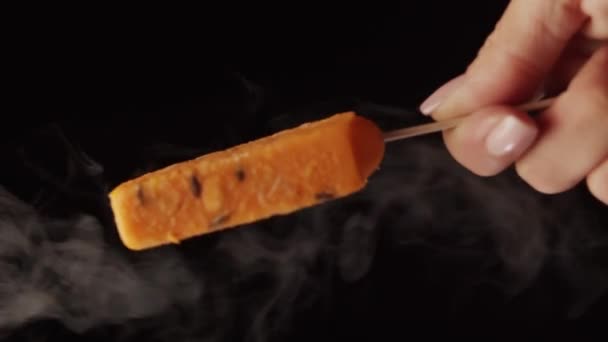 Gros plan de la crème glacée sur un bâton. Le concept de fraîcheur et de froid — Video