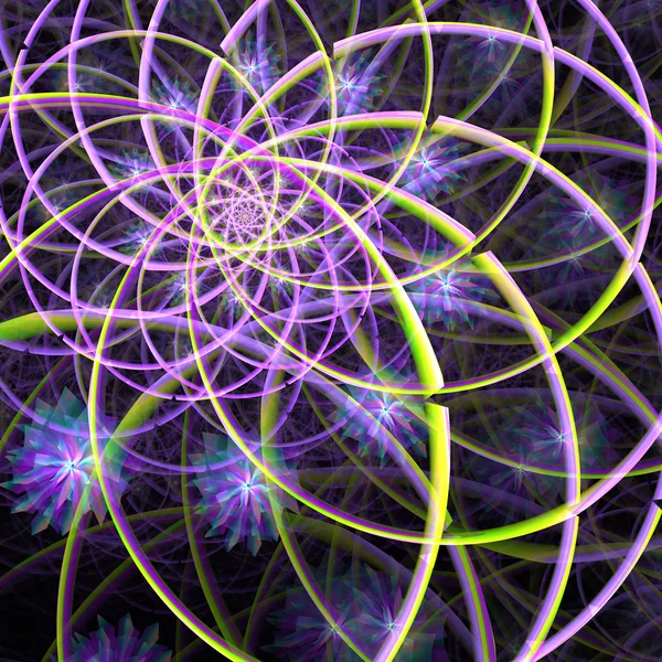 Abstract fractal pattern in purple, green and yellow. — Stock Photo, Image