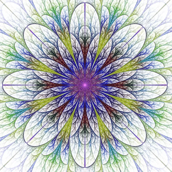 Beautiful fractal flower in blue and green. Computer generated g — Stock Photo, Image