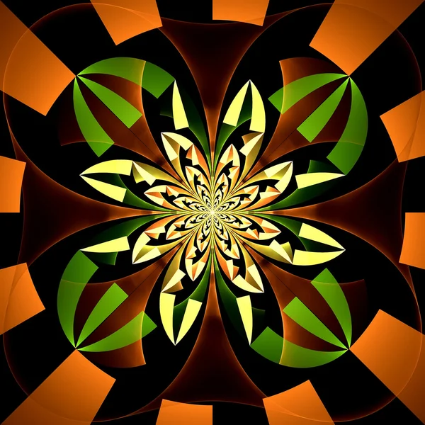 Beautiful fractal flower in brown and green. — Stock Photo, Image