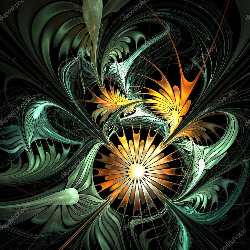 Flower background. Green and yellow palette. Stock Photo by ©velirina