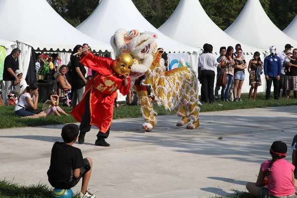 MARSEILLE, FRANCE - AUGUST: Chinese dance with dragon. Marseille — Stock Photo, Image