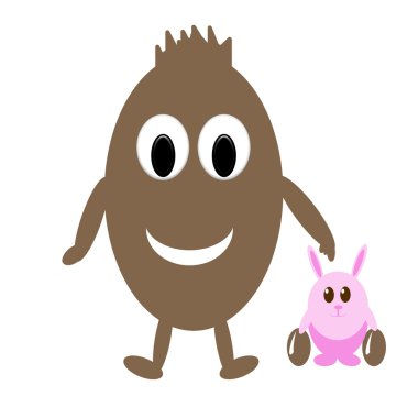 gülümseyen çikolata yumurta ve yumurta ile eğlenceli pembe tavşan