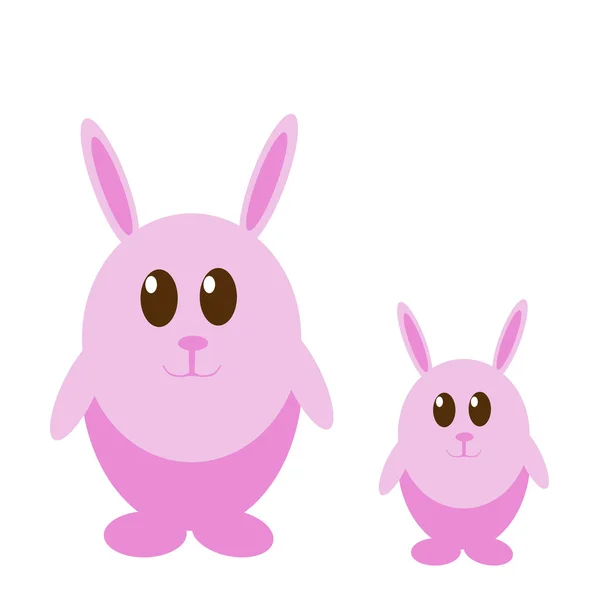 Two funny easter pink rabbits — Stock Photo, Image