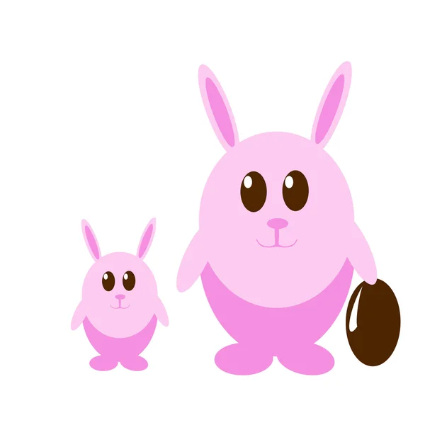 Conejo rosa divertido con huevos de Pascua — Foto de Stock