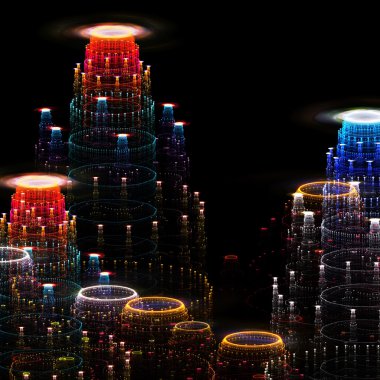 gizemli şehir. oluşturulan bilgisayar grafikleri.