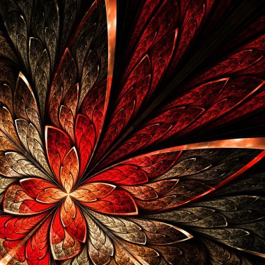 Beautiful fractal flower in yellow and red.