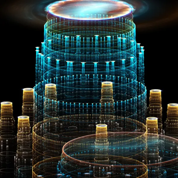 gizemli şehir. oluşturulan bilgisayar grafikleri.