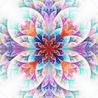 güzel fractal çiçek mavi ve kırmızı.