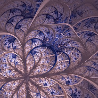 güzel fractal çiçek mavi ve gri.