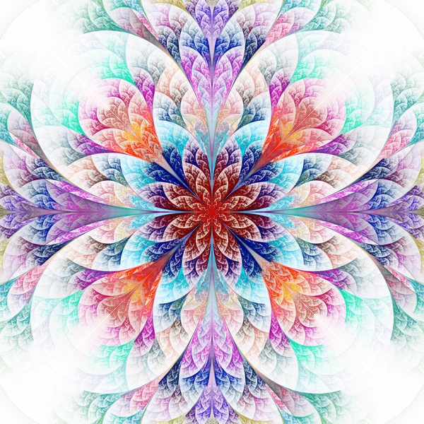 Güzel fractal çiçek mavi ve kırmızı. — Stok fotoğraf