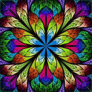 Multicolor beautiful fractal flower. Computer generated graphics