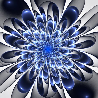 beyaz zemin üzerinde güzel yemyeşil bir mavi çiçek.