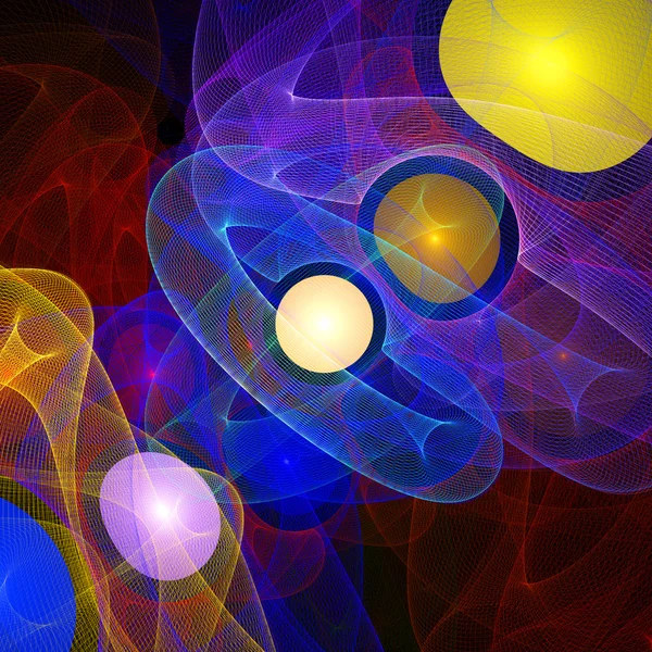 Pattern from a grid and multi-colored spheres. — Stock Photo, Image