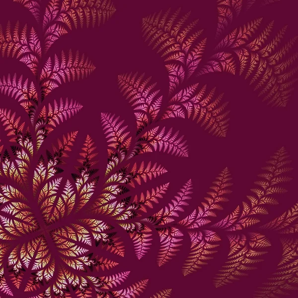 Fabulous asymmetrical pattern of the leaves on vinous background — Stock Photo, Image