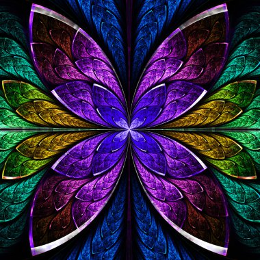 Mavi, yeşil ve mor çiçek güzel fractal.