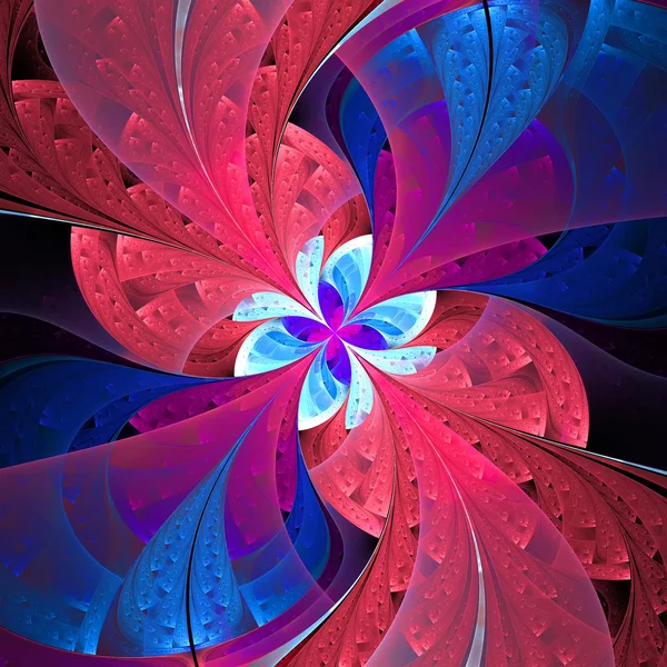Bela flor fractal em azul e rosa . — Fotografia de Stock
