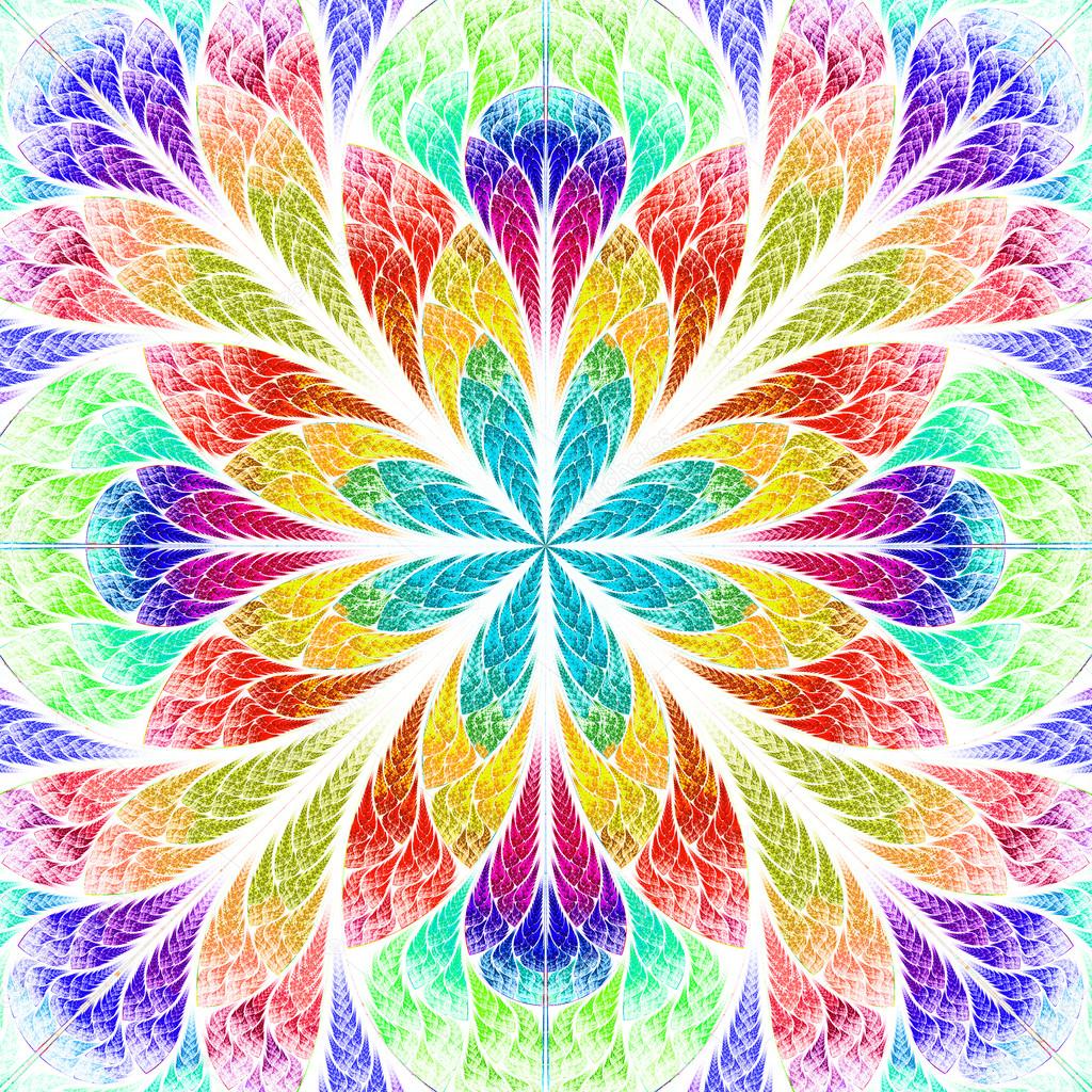Multicolor beautiful fractal flower. Computer generated graphics